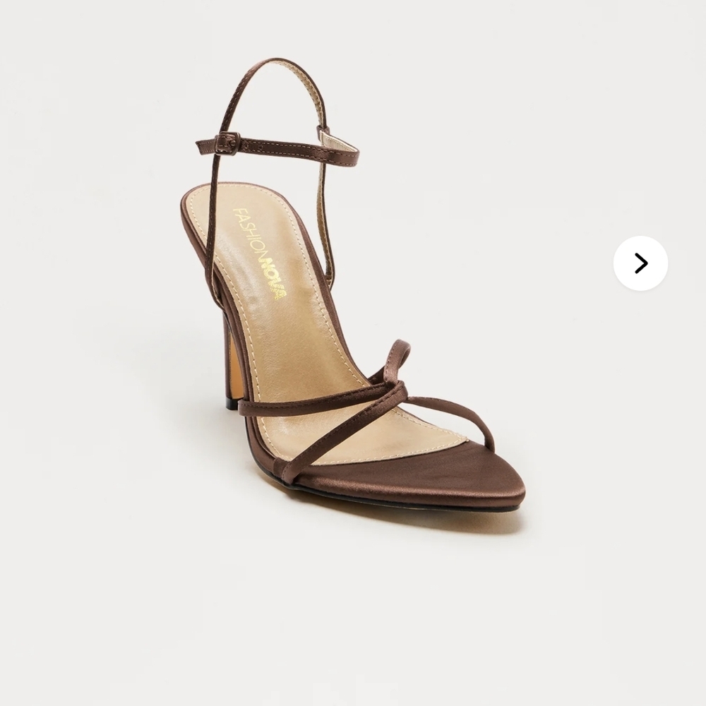 NWT Fashion Nova Keys Satin Ankle Strap Heels - Brown Size 10 - Picture 3 of 4